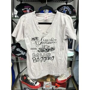 Vintage 1970s Sunshine Speedway Mud Bugging V Neck Graphic T Shirt Size Medium